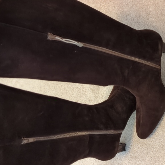 STAUD Dark Brown Suede Heeled Boots - Picture 4 of 7